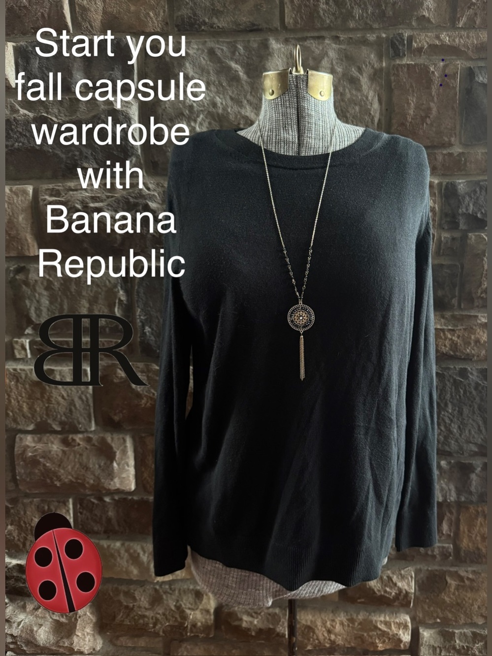 Banana Republic Black Long-Sleeve Crewneck Sweater -XL